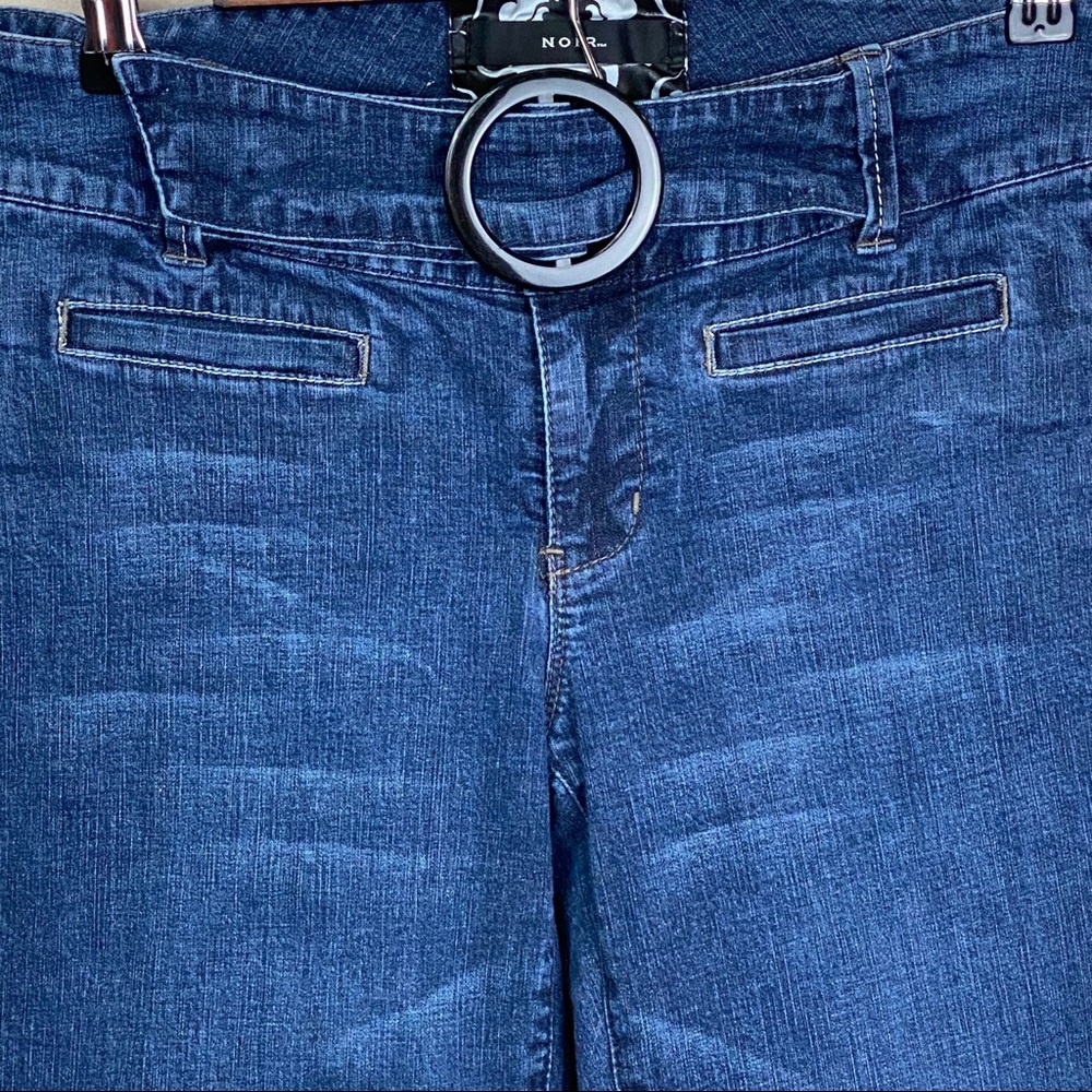 Noir capris denim jeans with attached belt - Picture 2 of 9